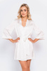Szlafrok damski Pocahontas - satynowy ecru z rozszerzonymi rękawami