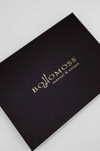 Pudełko prezentowe grafitowe - ze złotym logiem Bohomoss