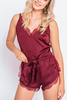 Piżama damska Astrid - satynowa bordowa na regulowanych ramiączkach