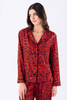 Koszula damska Victoria - w czerwoną panterkę z rozpinaną bluzką z długim rękawem