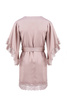 Szlafrok damski Luna - satynowy brudny róż z asymetrycznymi rękawami