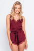 Piżama damska Astrid - satynowa bordowa na regulowanych ramiączkach