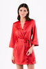 Szlafrok damski Pocahontas - satynowy czerwony z rozszerzonymi rękawami