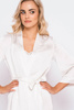 Szlafrok damski Pocahontas - satynowy ecru z rozszerzonymi rękawami
