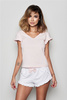 Piżama damska Blanca - bawełniana z różową koszulką i białymi spodenkami