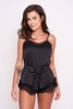 Piżama damska Ophelia - satynowa na regulowanych ramiączkach czarna