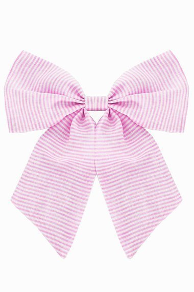 Kokarda z klamerką - lniana w paski różowo-białe