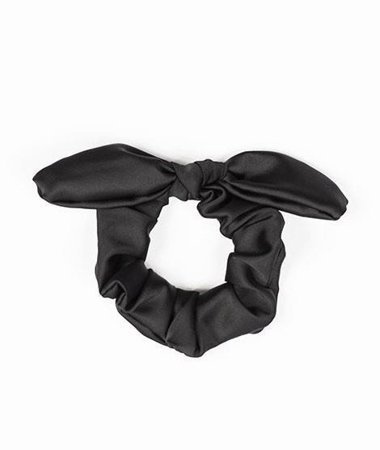 Gumka do włosów - satynowa czarna z ozdobną kokardą