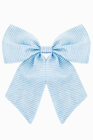 Kokarda z klamerką - lniana w paski niebiesko-białe