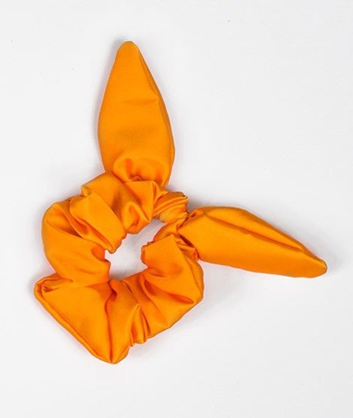 Gumka do włosów - satynowa jasny pomarańcz z ozdobną kokardą