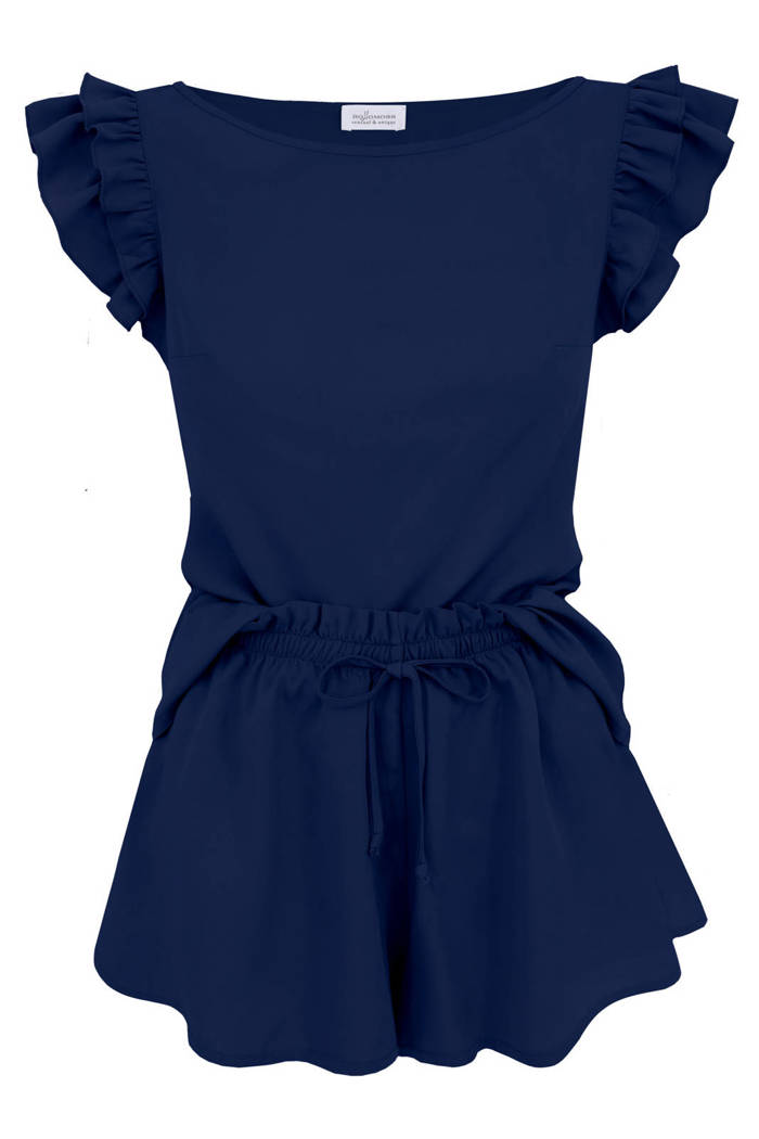 Piżama damska Zuri - z wiskozy w kolorze granatowym 