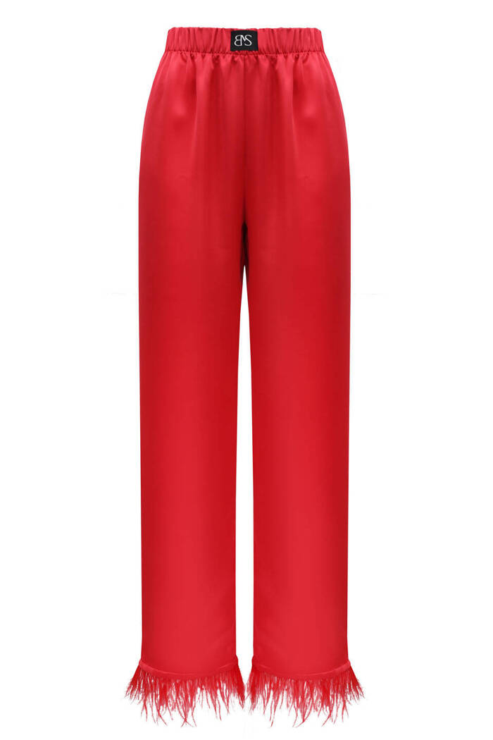 Satynowe czerwone  spodnie Scarlet