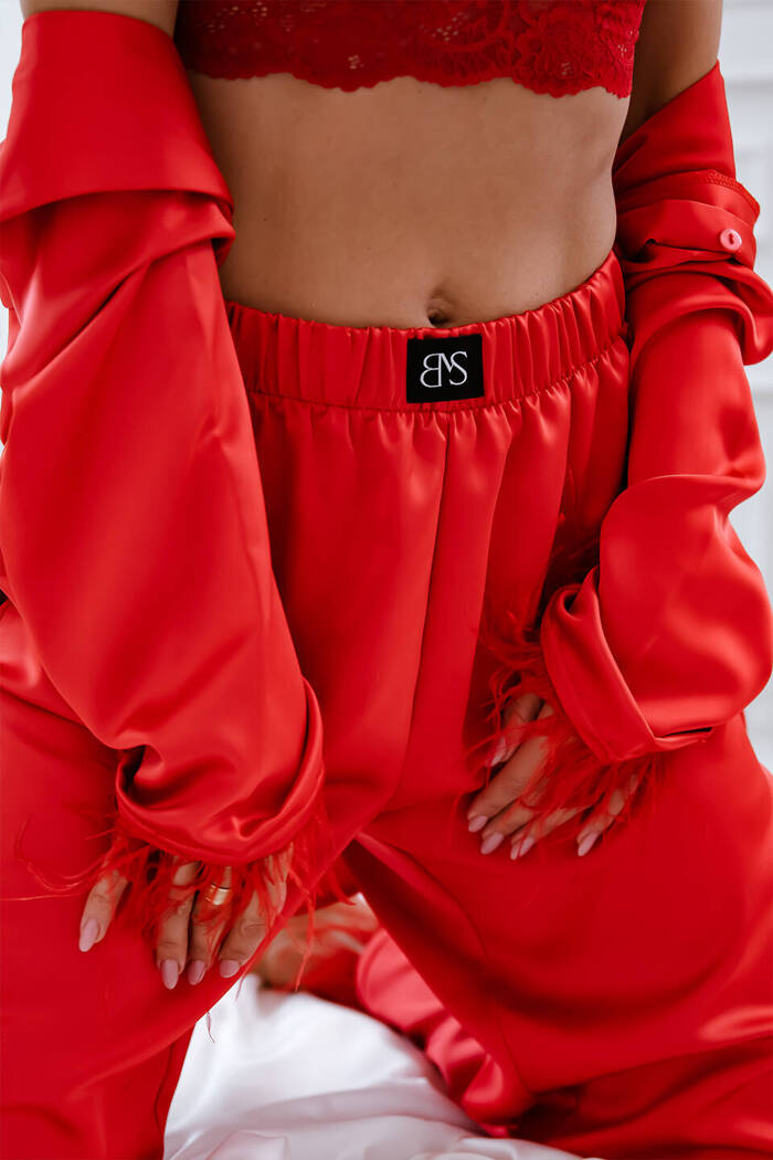 Satynowe czerwone  spodnie Scarlet